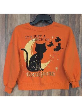 Disney Hocus Pocus Orange Cat/Witch Sweatshirt Girl's L                M284